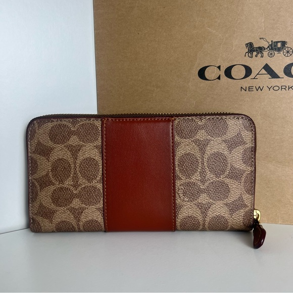 NWT Coach Color-Block Coated Canvas Signature Slim Accordion Zip - Picture 5 of 11